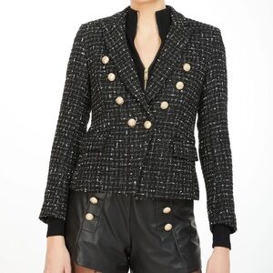 NWT GENERATION LOVE - DELILAH TWEED BLAZER - BLACK/WHITE